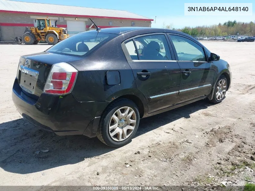 2010 Nissan Sentra 2.0S VIN: 3N1AB6AP4AL648140 Lot: 39350305