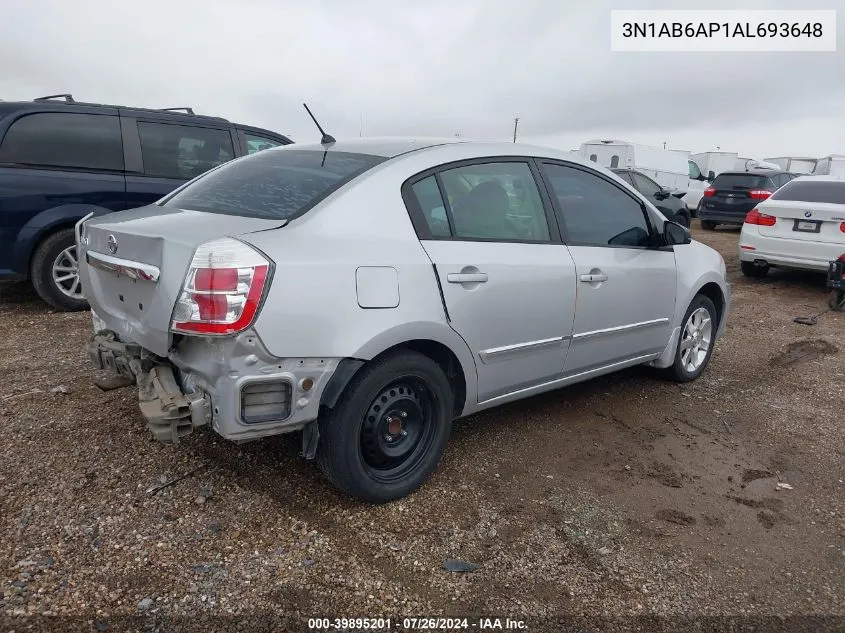 2010 Nissan Sentra 2.0S VIN: 3N1AB6AP1AL693648 Lot: 39895201