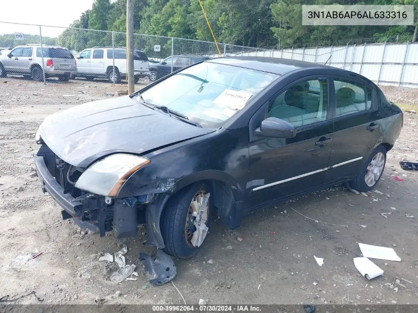 2010 Nissan Sentra 2.0S VIN: 3N1AB6AP6AL633316 Lot: 39962064