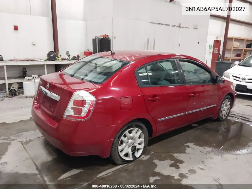 2010 Nissan Sentra 2.0S VIN: 3N1AB6AP5AL702027 Lot: 40016269