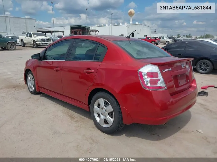 2010 Nissan Sentra 2.0Sr VIN: 3N1AB6AP7AL681844 Lot: 40079631