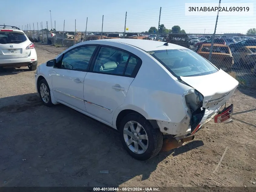 2010 Nissan Sentra 2.0S VIN: 3N1AB6AP2AL690919 Lot: 40138546