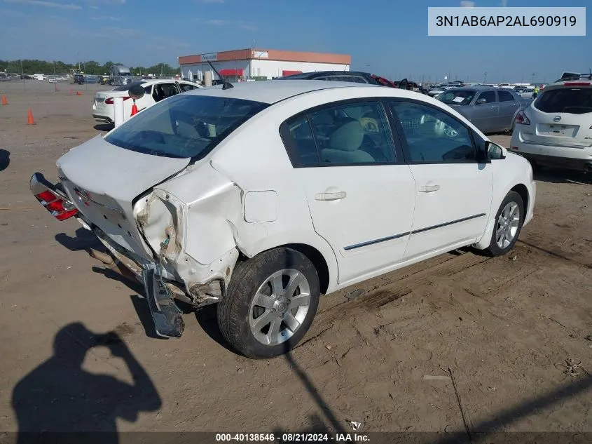 2010 Nissan Sentra 2.0S VIN: 3N1AB6AP2AL690919 Lot: 40138546