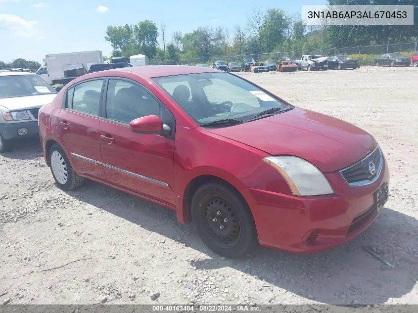 2010 Nissan Sentra 2.0S VIN: 3N1AB6AP3AL670453 Lot: 40163484