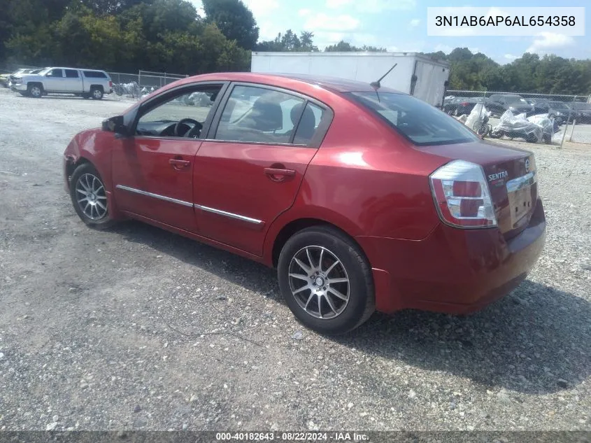 2010 Nissan Sentra 2.0S VIN: 3N1AB6AP6AL654358 Lot: 40182643