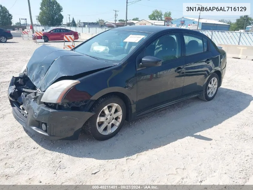 2010 Nissan Sentra 2.0Sr VIN: 3N1AB6AP6AL716129 Lot: 40211401