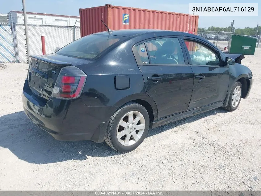 2010 Nissan Sentra 2.0Sr VIN: 3N1AB6AP6AL716129 Lot: 40211401