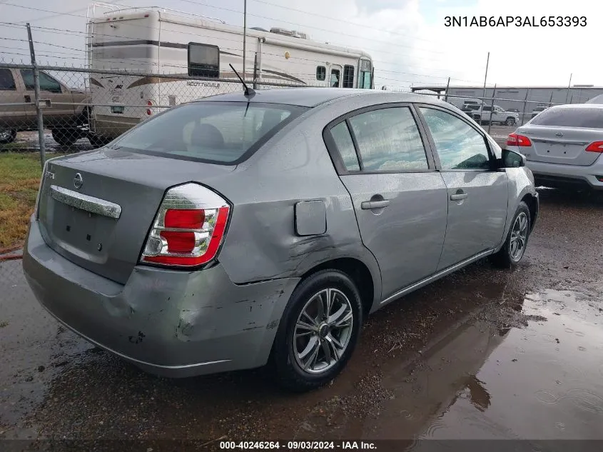 2010 Nissan Sentra 2.0 VIN: 3N1AB6AP3AL653393 Lot: 40246264