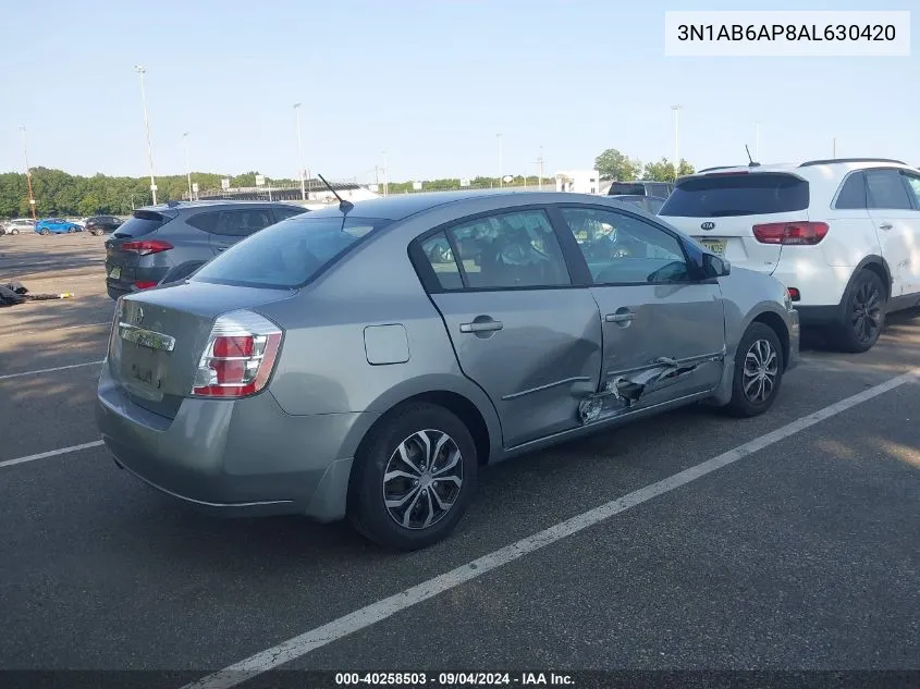 2010 Nissan Sentra 2.0 VIN: 3N1AB6AP8AL630420 Lot: 40258503