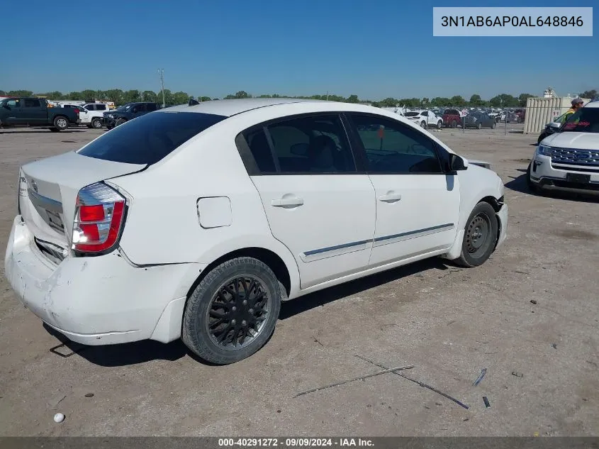 2010 Nissan Sentra 2.0S VIN: 3N1AB6AP0AL648846 Lot: 40291272