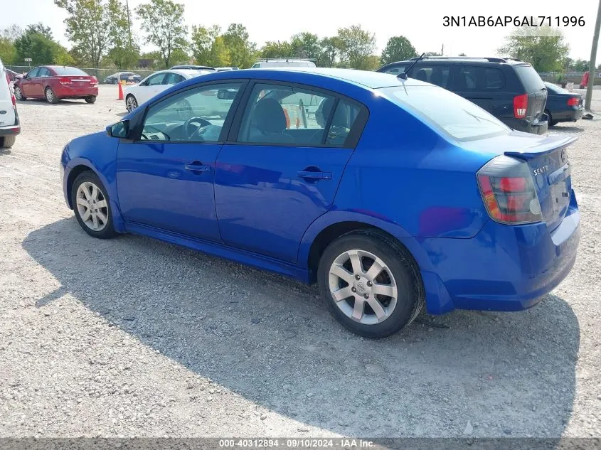 2010 Nissan Sentra 2.0Sr VIN: 3N1AB6AP6AL711996 Lot: 40312894