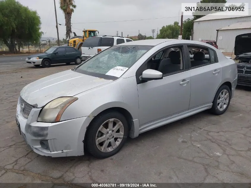 2010 Nissan Sentra 2.0Sr VIN: 3N1AB6AP5AL706952 Lot: 40363781