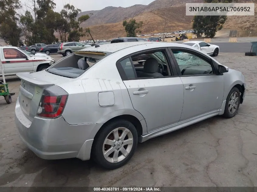 2010 Nissan Sentra 2.0Sr VIN: 3N1AB6AP5AL706952 Lot: 40363781