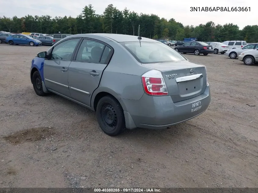 2010 Nissan Sentra 2.0S VIN: 3N1AB6AP8AL663661 Lot: 40380285