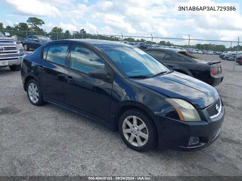 2010 Nissan Sentra 2.0Sr VIN: 3N1AB6AP3AL729386 Lot: 40435103