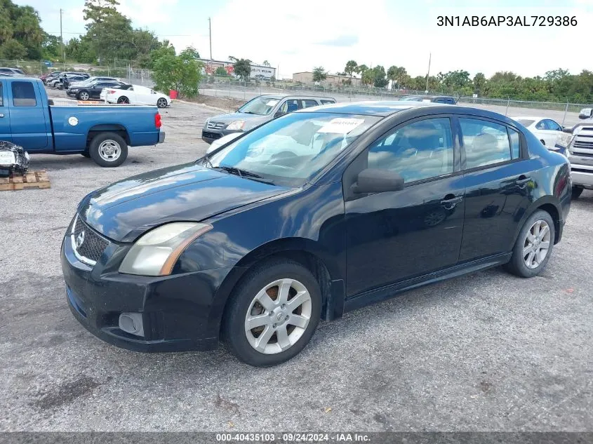 2010 Nissan Sentra 2.0Sr VIN: 3N1AB6AP3AL729386 Lot: 40435103