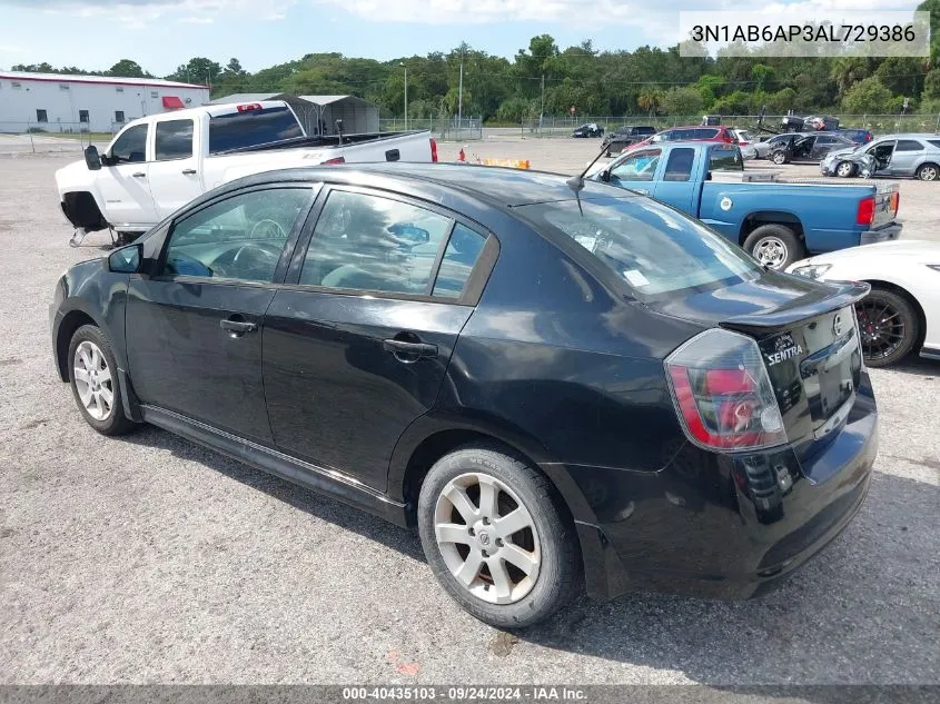 2010 Nissan Sentra 2.0Sr VIN: 3N1AB6AP3AL729386 Lot: 40435103