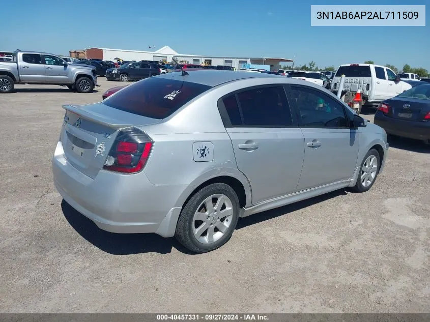 2010 Nissan Sentra 2.0Sr VIN: 3N1AB6AP2AL711509 Lot: 40457331