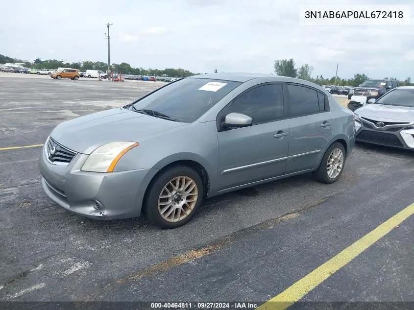 2010 Nissan Sentra 2.0S VIN: 3N1AB6AP0AL672418 Lot: 40464811