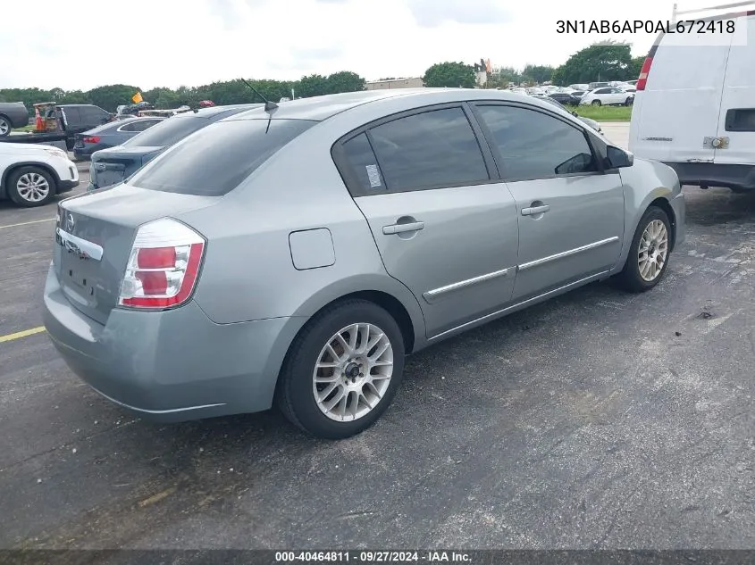 2010 Nissan Sentra 2.0S VIN: 3N1AB6AP0AL672418 Lot: 40464811