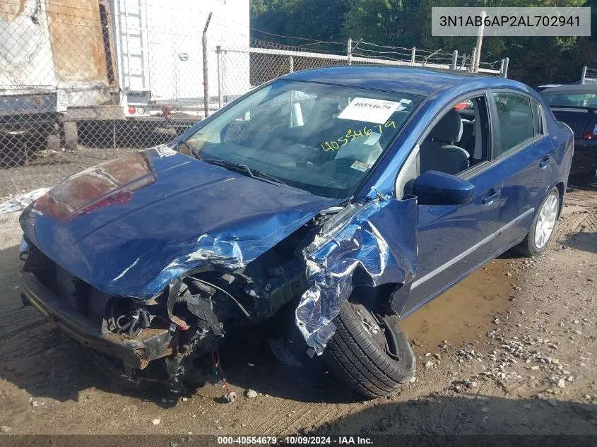 2010 Nissan Sentra 2.0/2.0S/Sr/2.0Sl VIN: 3N1AB6AP2AL702941 Lot: 40554679