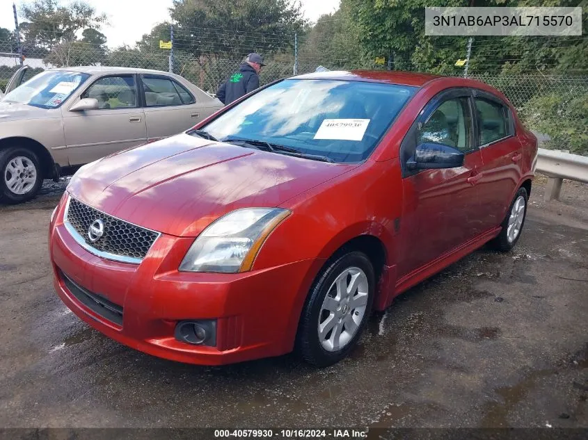 2010 Nissan Sentra 2.0Sr VIN: 3N1AB6AP3AL715570 Lot: 40579930