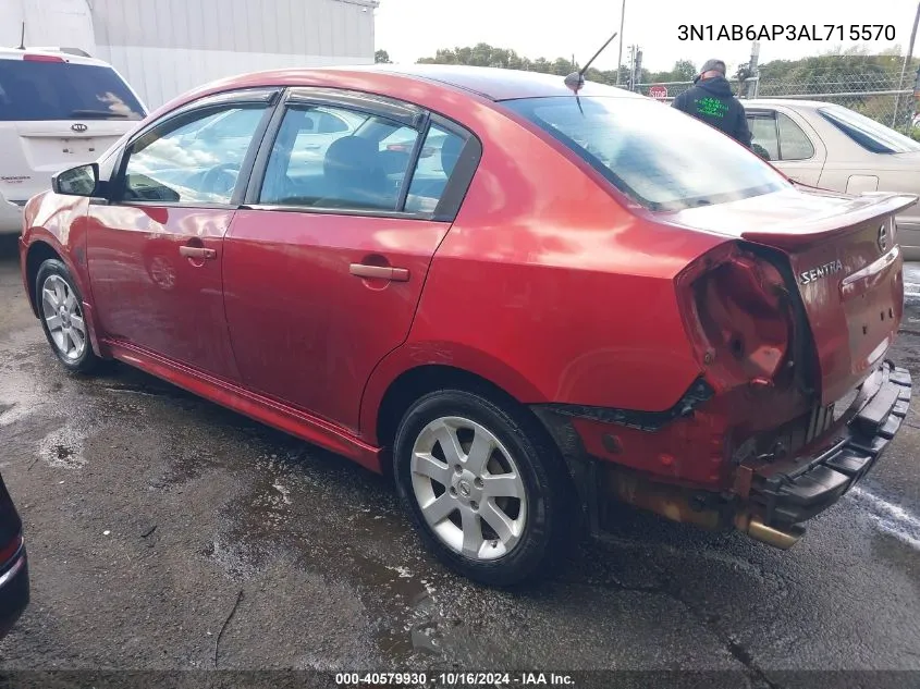 2010 Nissan Sentra 2.0Sr VIN: 3N1AB6AP3AL715570 Lot: 40579930