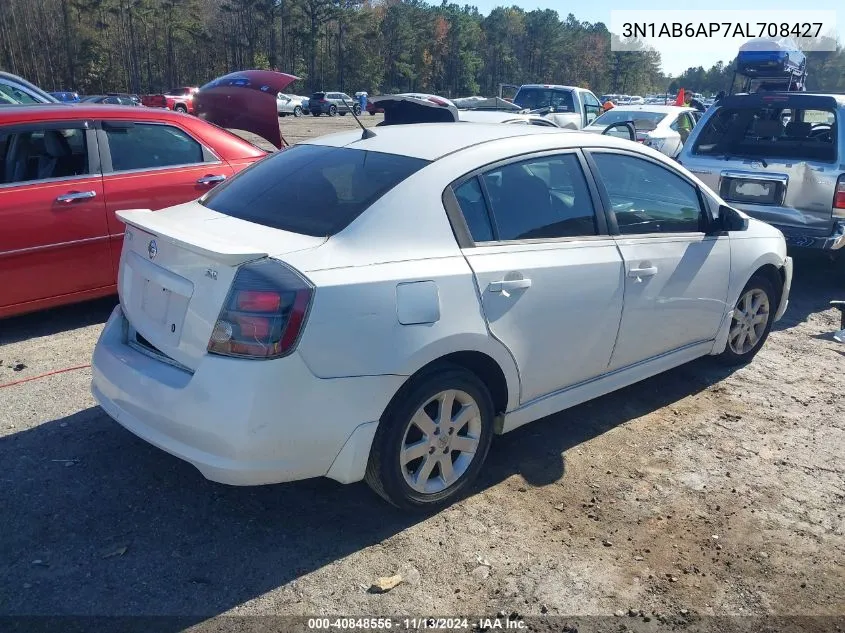 2010 Nissan Sentra 2.0Sr VIN: 3N1AB6AP7AL708427 Lot: 40848556