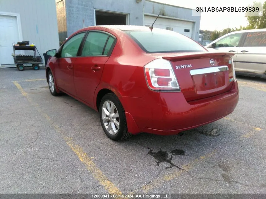 2011 Nissan Sentra 2.0/2.0S/Sr/2.0Sl VIN: 3N1AB6AP8BL689839 Lot: 12069941