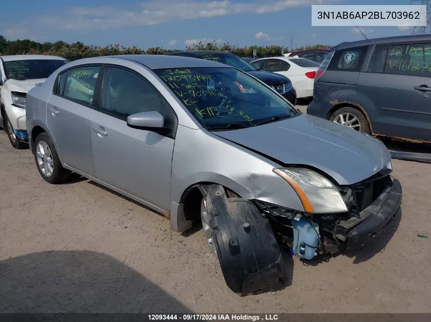 2011 Nissan Sentra VIN: 3N1AB6AP2BL703962 Lot: 12093444