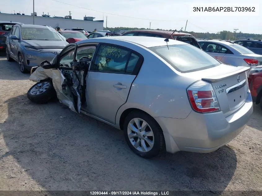 2011 Nissan Sentra VIN: 3N1AB6AP2BL703962 Lot: 12093444