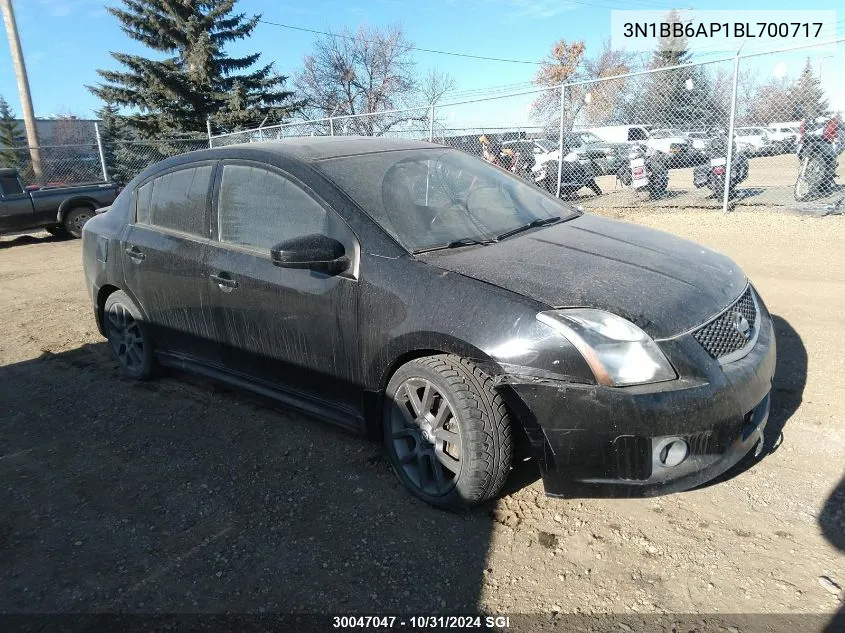 2011 Nissan Sentra Se-R VIN: 3N1BB6AP1BL700717 Lot: 30047047