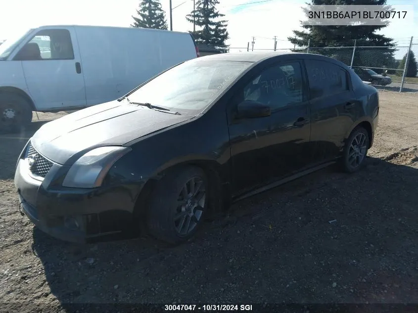 2011 Nissan Sentra Se-R VIN: 3N1BB6AP1BL700717 Lot: 30047047