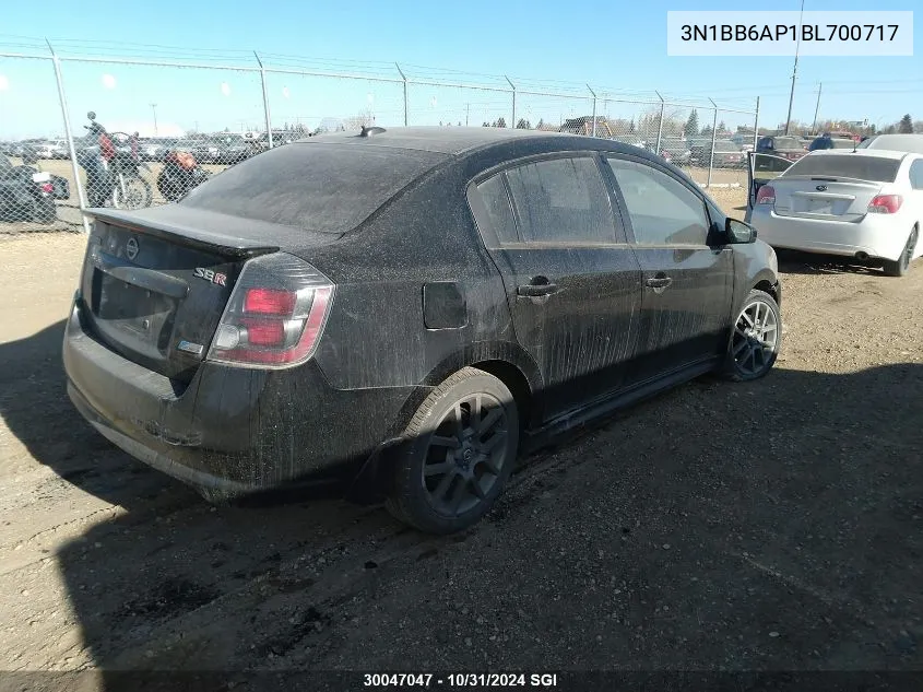 2011 Nissan Sentra Se-R VIN: 3N1BB6AP1BL700717 Lot: 30047047