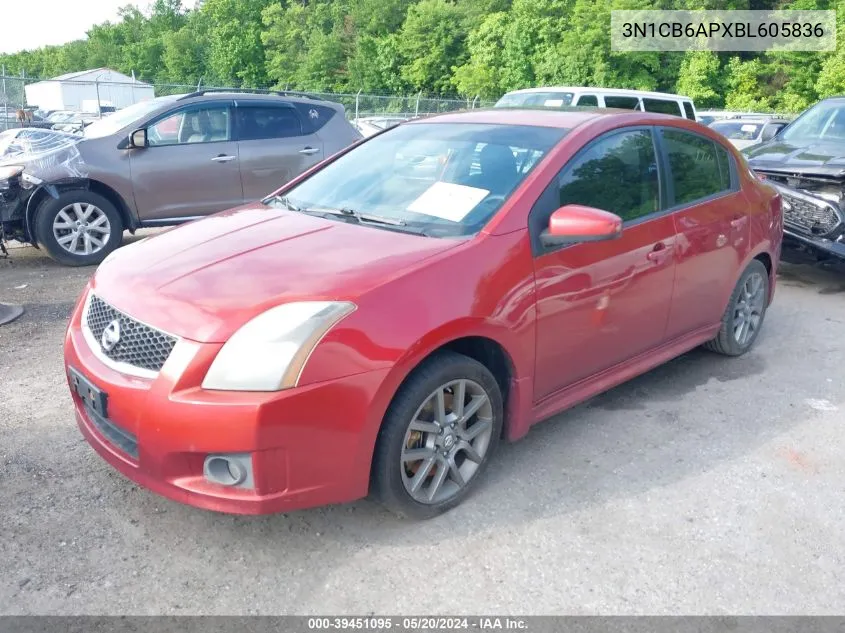 2011 Nissan Sentra Se-R Spec V VIN: 3N1CB6APXBL605836 Lot: 39451095