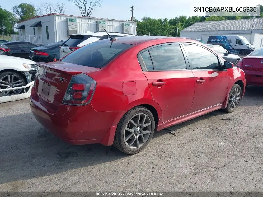 2011 Nissan Sentra Se-R Spec V VIN: 3N1CB6APXBL605836 Lot: 39451095