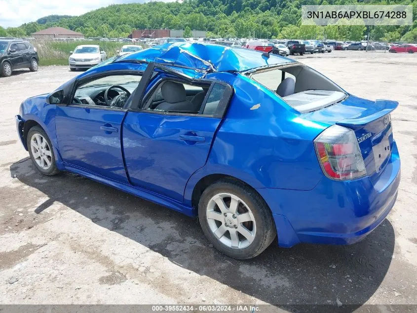 2011 Nissan Sentra 2.0Sr VIN: 3N1AB6APXBL674288 Lot: 39552434