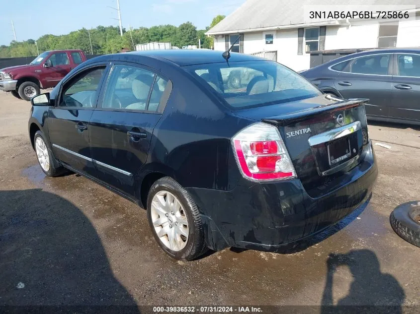 2011 Nissan Sentra 2.0S VIN: 3N1AB6AP6BL725866 Lot: 39836532