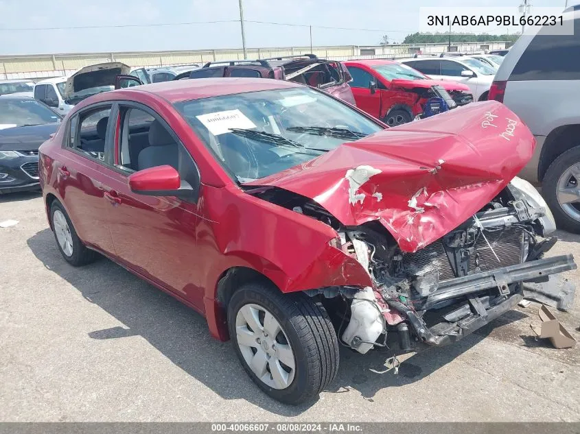 2011 Nissan Sentra 2.0 VIN: 3N1AB6AP9BL662231 Lot: 40066607