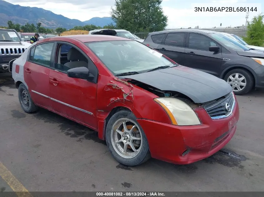 2011 Nissan Sentra 2.0/2.0S/Sr/2.0Sl VIN: 3N1AB6AP2BL686144 Lot: 40081082