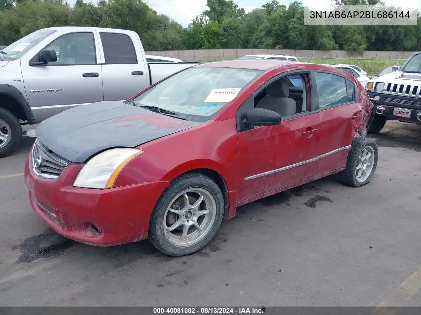 2011 Nissan Sentra 2.0/2.0S/Sr/2.0Sl VIN: 3N1AB6AP2BL686144 Lot: 40081082