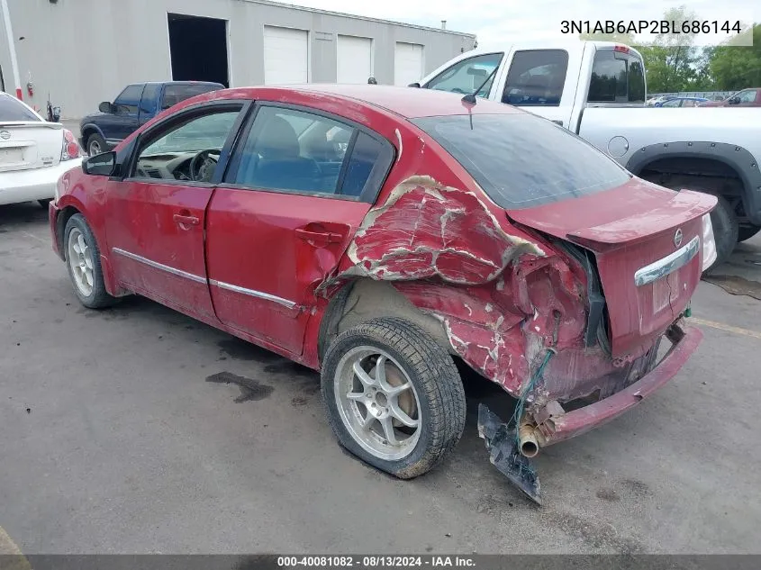 2011 Nissan Sentra 2.0/2.0S/Sr/2.0Sl VIN: 3N1AB6AP2BL686144 Lot: 40081082