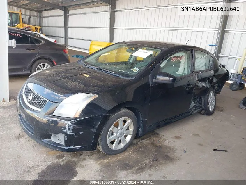 2011 Nissan Sentra 2.0Sr VIN: 3N1AB6AP0BL692640 Lot: 40156931