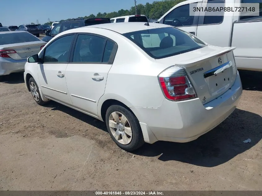 2011 Nissan Sentra 2.0 VIN: 3N1AB6AP8BL727148 Lot: 40161845