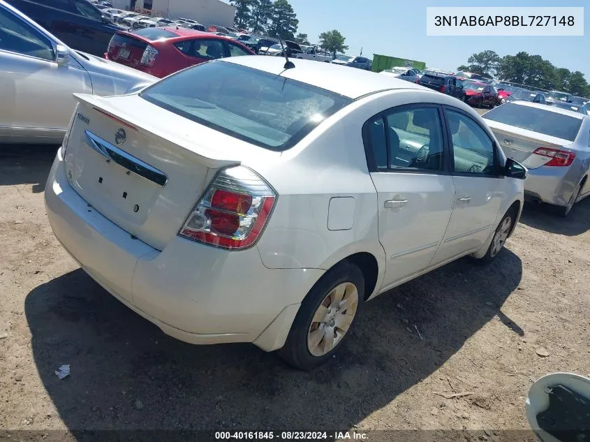 2011 Nissan Sentra 2.0 VIN: 3N1AB6AP8BL727148 Lot: 40161845