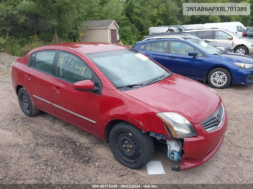 2011 Nissan Sentra 2.0S VIN: 3N1AB6APXBL701389 Lot: 40175249