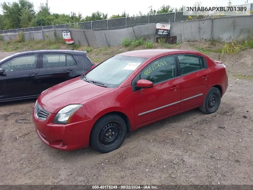 2011 Nissan Sentra 2.0S VIN: 3N1AB6APXBL701389 Lot: 40175249