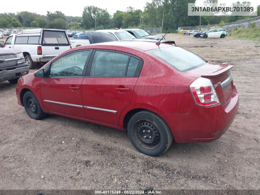 2011 Nissan Sentra 2.0S VIN: 3N1AB6APXBL701389 Lot: 40175249