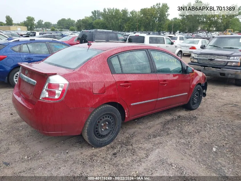 2011 Nissan Sentra 2.0S VIN: 3N1AB6APXBL701389 Lot: 40175249