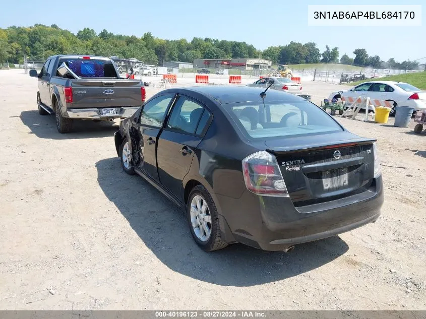 2011 Nissan Sentra 2.0Sr VIN: 3N1AB6AP4BL684170 Lot: 40196123